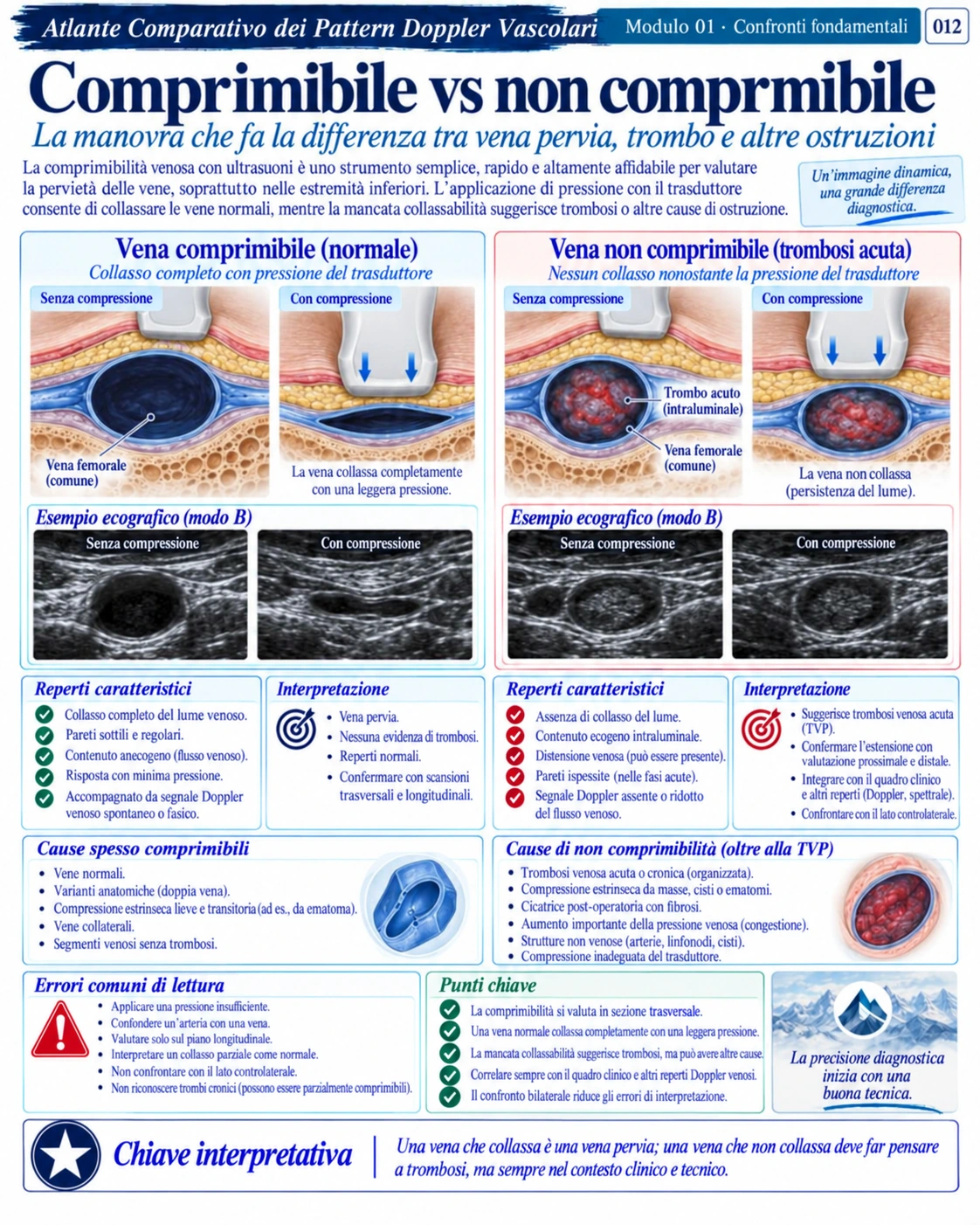 Pagina 12: Comprimibile e non comprimibile. Anteprima in italiano del materiale di Doppler vascolare.